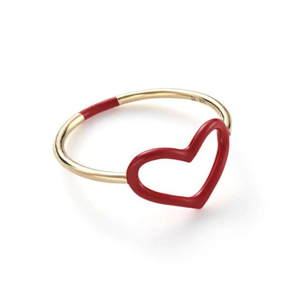 Jordan Askill Ruby Enamel Heart Ring